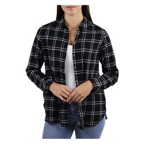 NWoT Jachs Girlfriend Women Button Down SuperSoft Flannel Sz 2XL Black $60 GG426